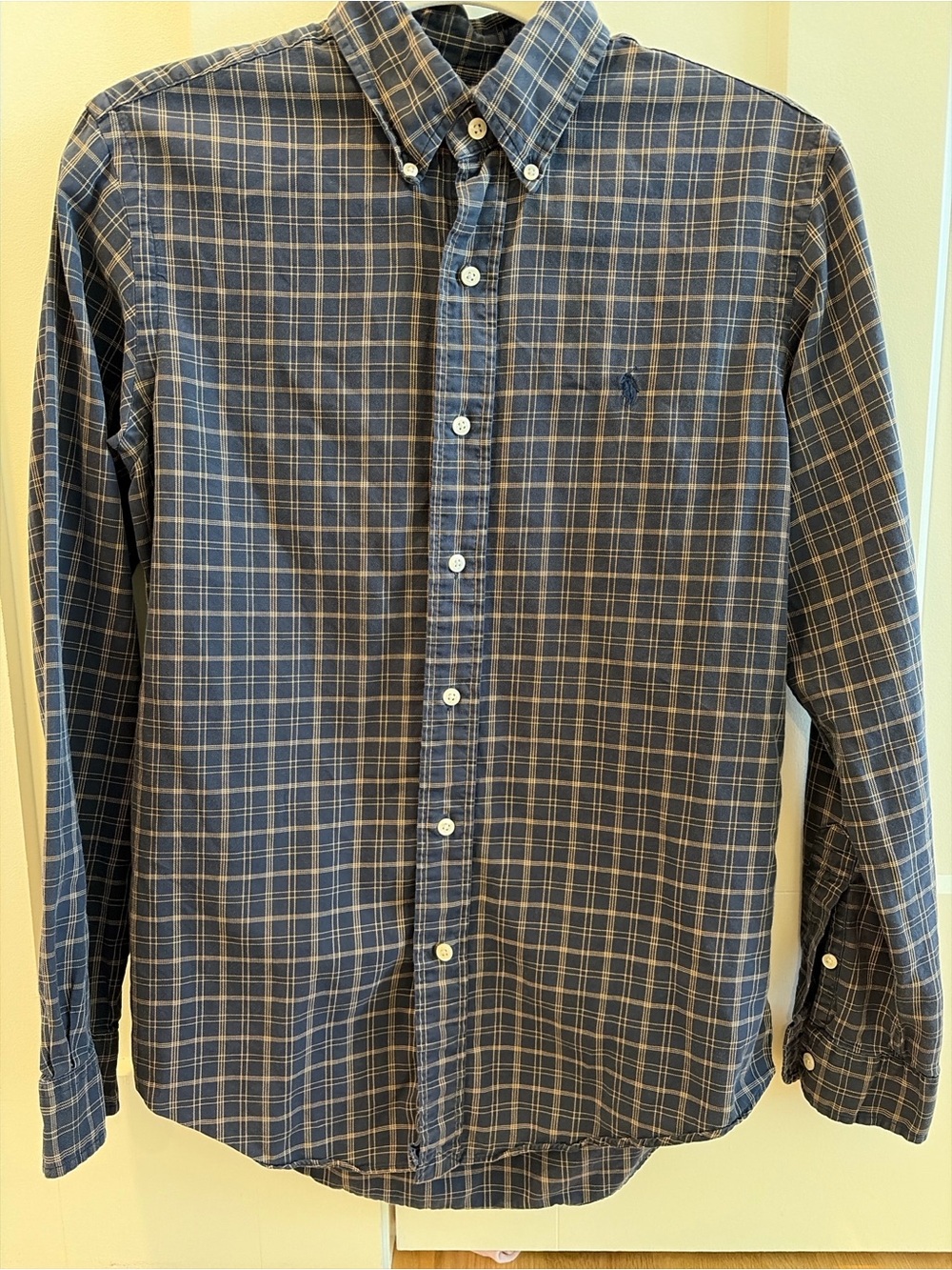 Ralph Lauren Men’s Plaid Button-Down Shirt – Blue/Tan – Long Sleeve